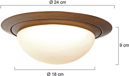 Plafonnier Steinhauer Ikaro 1365BR bronze Ø 24 cm - intensité réglable en 4 niveaux, adapté à un usage intérieur, en métal et verre de haute qualité