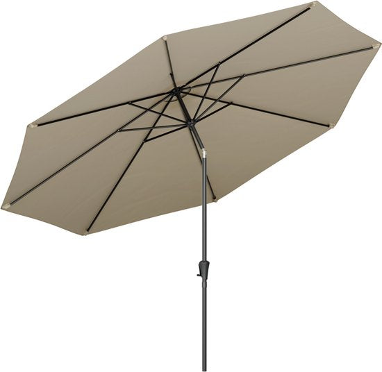 LifeGoods Parasol - Jardin - Ø350 cm - 30° inclinable - Imperméable - UPF50+ - Taupe