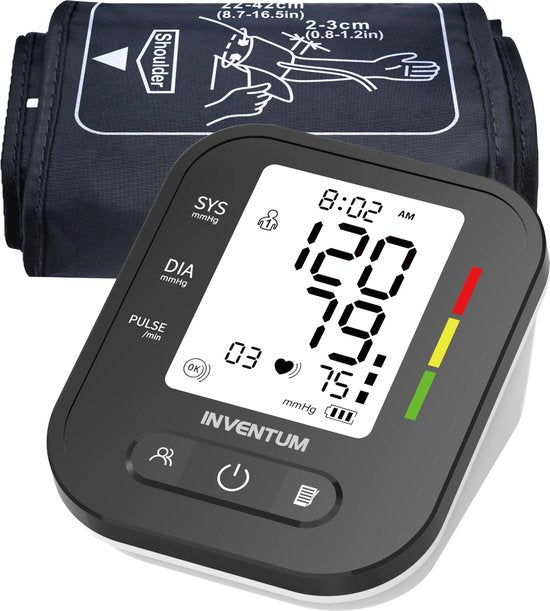 Inventum BDA435 - Tensiomètre bras - Cardiofréquencemètre - Brassard 22 à 42 cm - Entièrement automatique - Rythme cardiaque irrégulier - Piles incluses