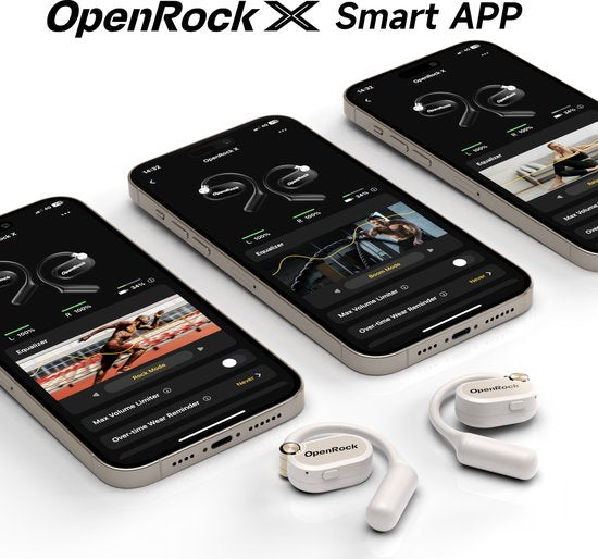 OpenRock - X White - Casque sans fil à oreillettes ouvertes - Bluetooth - Grande autonomie - Réduction du bruit - sans fil - Technologie TubeBass™