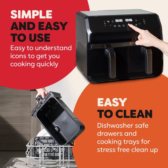 Instant Pot Vortex Dual Drawer 8L Airfryer – Friteuse à air chaud double avec 2 tiroirs de 4 L – SyncCook™ & SyncFinish™ – ClearCook – 8-en-1 – Jusqu'à 205 °C – Lavable au lave-vaisselle