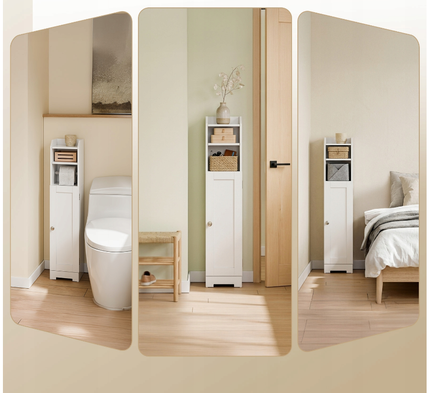 Armoire de salle de bains SoBuy - Armoire à colonnes avec étagères - MDF blanc - Modèle sur pied