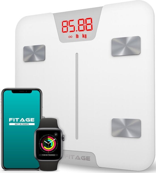 FITAGE Smart Scale avec application mesure 17 valeurs corporelles - Blanc