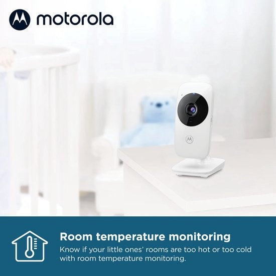 Motorola Nursery Baby Monitor - VM482 - Baby Monitor avec caméra - Vision nocturne infrarouge - Zoom numérique - Surveillance de la température - Blanc