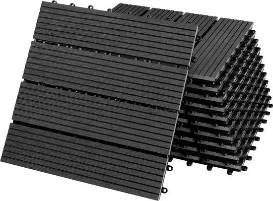 Dalles de terrasse en WPC - Système d'insertion classique 30x30cm - Anthracite