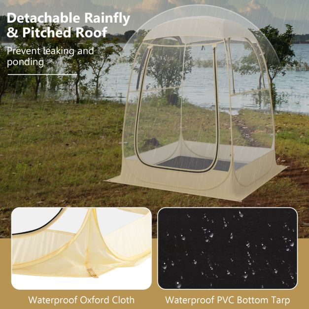 Tente de camping Coast Transparent pour 2 personnes - 128x128x158 cm - 3 saisons - Vue panoramique