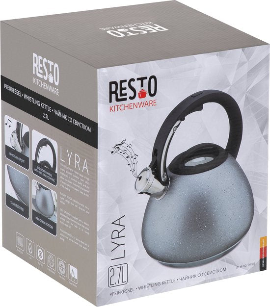 Bouilloire sifflante - Resto - 2,7L - Acier inoxydable - Induction - Marbre gris