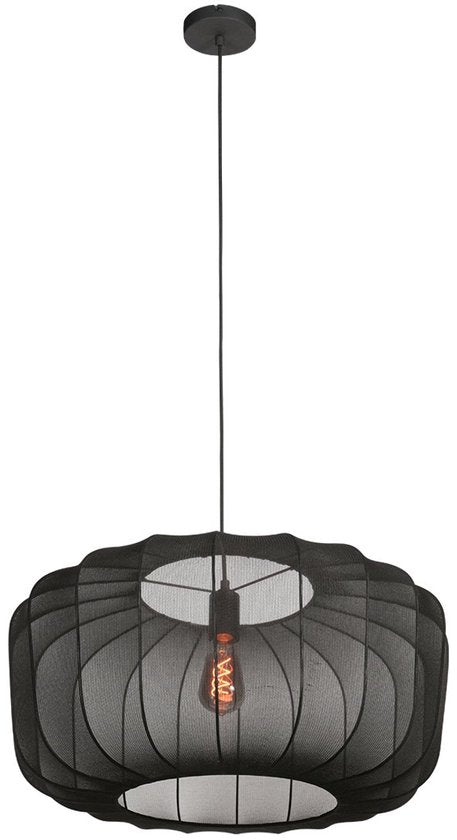 Anne Lighting - suspension - Sable - noir - lin et métal - Ø 60 cm - E27 - 4193ZW