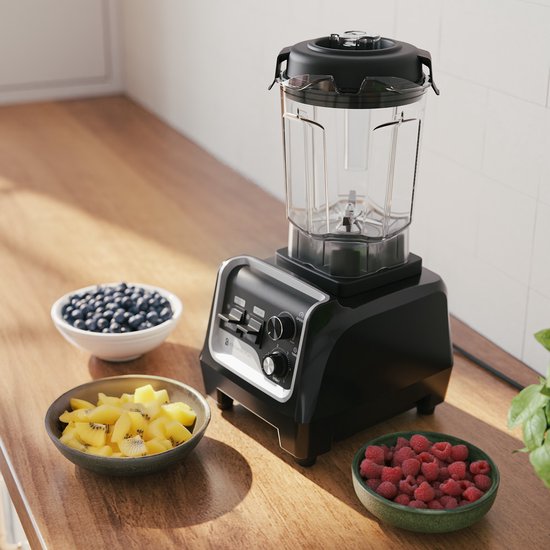 KitchenBrothers Power Blender - 1600W - 2L - Smoothie Maker - Ice Crusher - Metallic Black