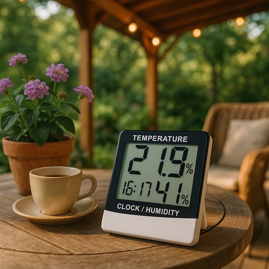 Station météo numérique Grundig - Thermomètre intérieur et extérieur avec hygromètre - Station météo intérieure et extérieure avec horloge et alarme - Affichage LCD - 9,5 x 10,5 x 2 cm - Blanc/Noir