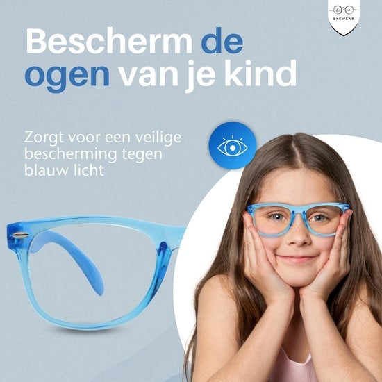 LC Eyewear Lunettes d'ordinateur pour enfants - Lunettes à lumière bleue - Lunettes d'affichage - Unisexe - Bleu transparent