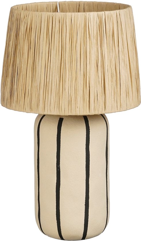 Lampe de table Mica Decorations Denton pour salon - Lampe décorative avec abat-jour - Lampe de bureau, lampes de table pour salon - 48 x ⌀28 cm - Céramique, métal, papier - Beige