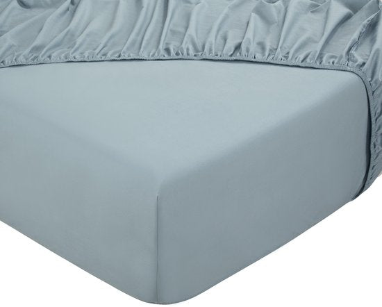 Drap-housse DoubleDry 100 % coton naturel - Double 180 x 200 cm - Doux et respirant - Élastique sur tout le pourtour - Bleu clair
