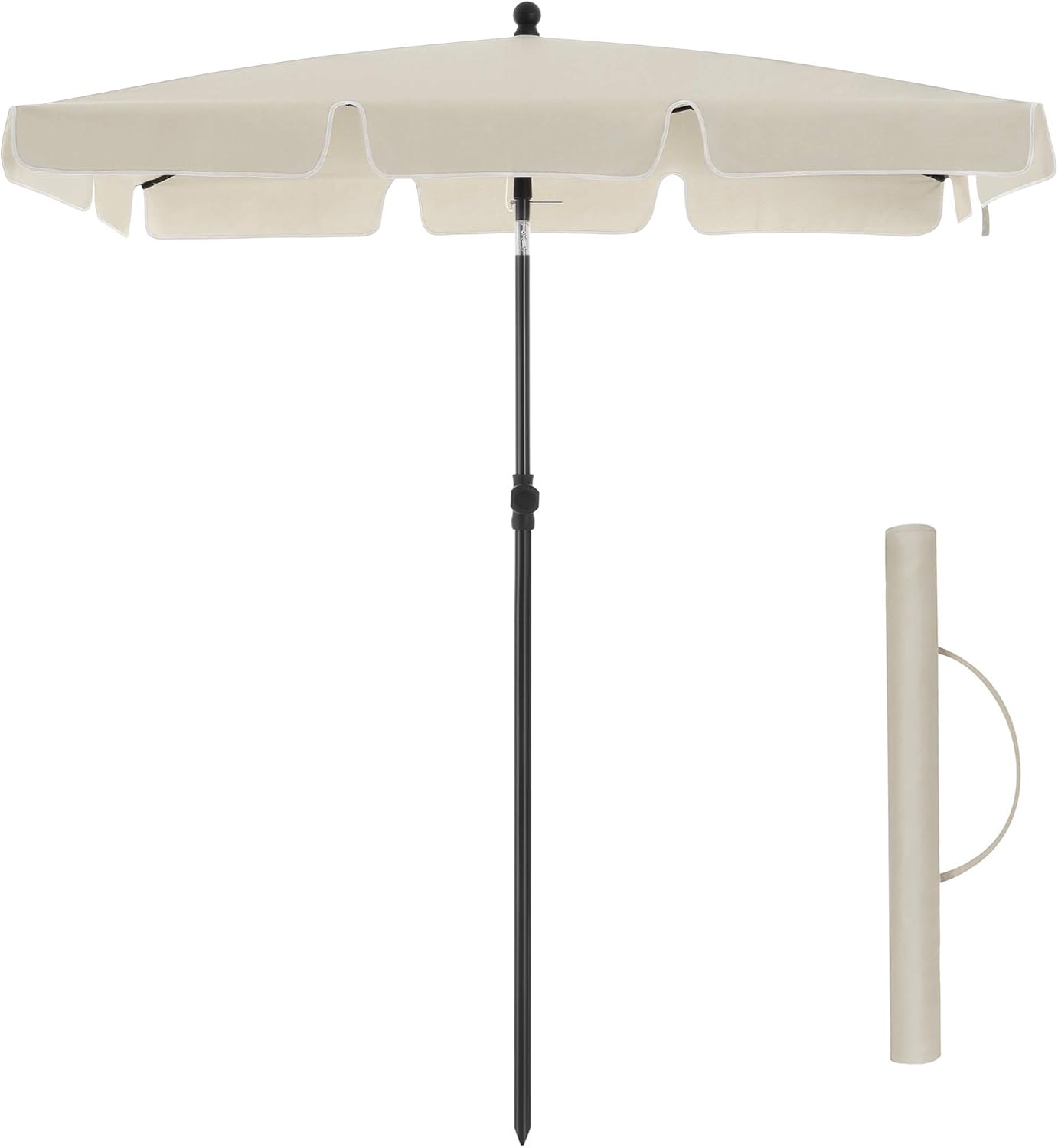 SONGMICS Parasol de balcon rectangulaire 200 x 125 cm, beige, protection UV jusqu'à UPF 50+, inclinable