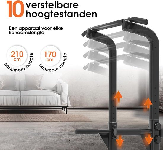 DH FitLife Power Tower Dip Station | pull-up bar freestanding | dip bars back trainer | power station strength tower | fitness station | power rack for home gym | strength training for home