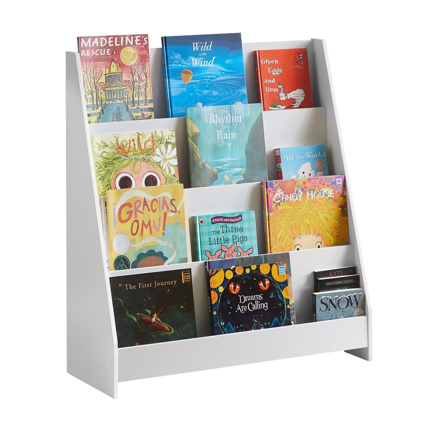 SoBuy Bibliothèque Enfant - 4 compartiments de rangement - Blanc - 80x30x88 cm