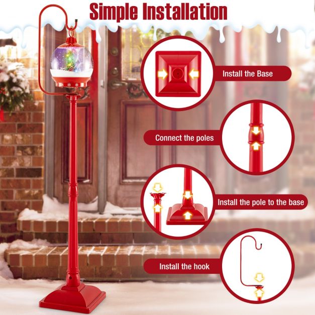 Coast Christmas Lantern Pole - Boule de neige - Effets sonores - 32 x 32 x 173 cm - Rouge