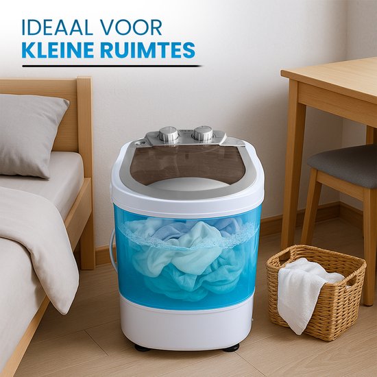 Vonia Mini Washer - Petit lave-linge - Avec essorage et chargement par le haut - Capacité de lavage 2,6 kg - Efficace sur le plan énergétique - Blanc/Bleu