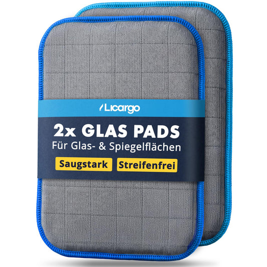Licargo, lot de 2 chiffons de nettoyage pour vitres - chiffon en microfibre 16 x 22 cm - ne laisse pas de traces, pour vitres de voiture et rétroviseurs