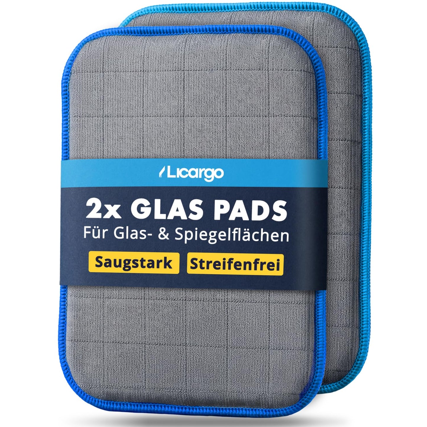 Licargo, lot de 2 chiffons de nettoyage pour vitres - chiffon en microfibre 16 x 22 cm - ne laisse pas de traces, pour vitres de voiture et rétroviseurs
