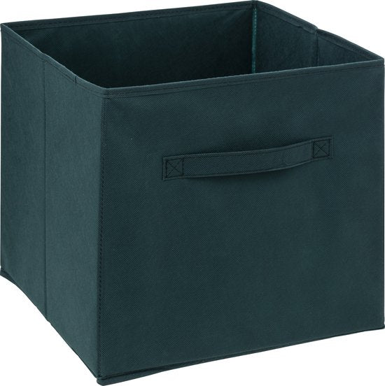 Panier de rangement 5Five / panier pour armoire - Vert émeraude - 31 x 31 x 31 cm - 29 litres - Paniers pour armoires à compartiments - Tissu avec fond renforcé - Pliable