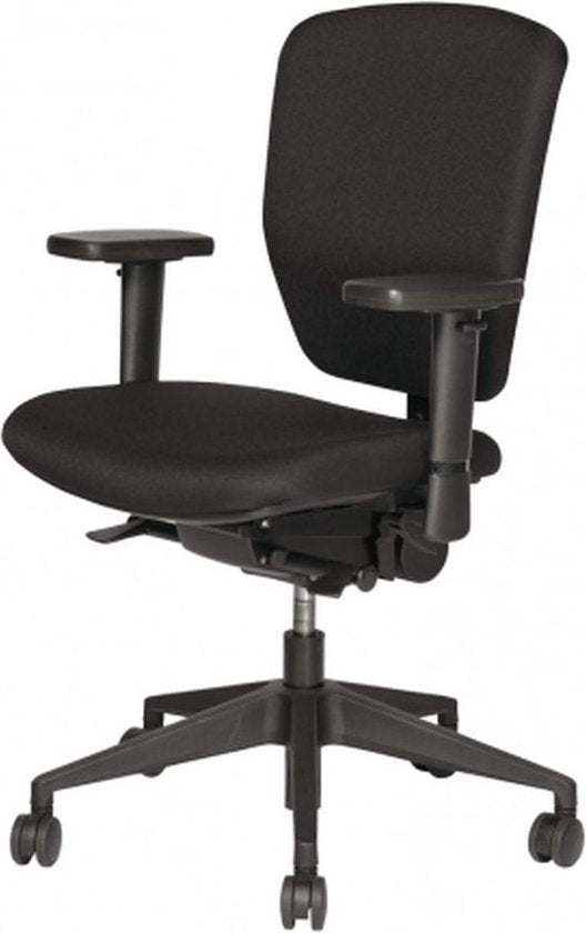 Chaise de bureau - 1813-NPR, piètement réglable, assise et dossier en tissu noir/noir