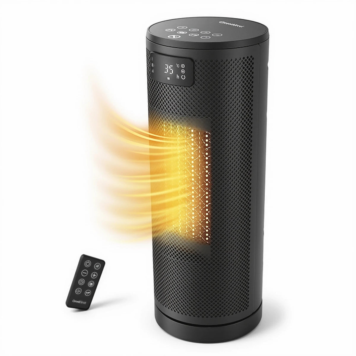 Radiateur soufflant céramique OmniHeat 1 800 W – 4 niveaux de chaleur, mode Éco, télécommande et minuterie 24 heures