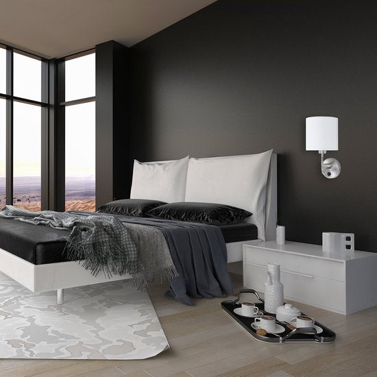 Applique murale Noor 1562ST en acier avec lampe de lecture et chargeur USB - Design moderne de Mexlite - Réglable et pratique pour une utilisation en intérieur