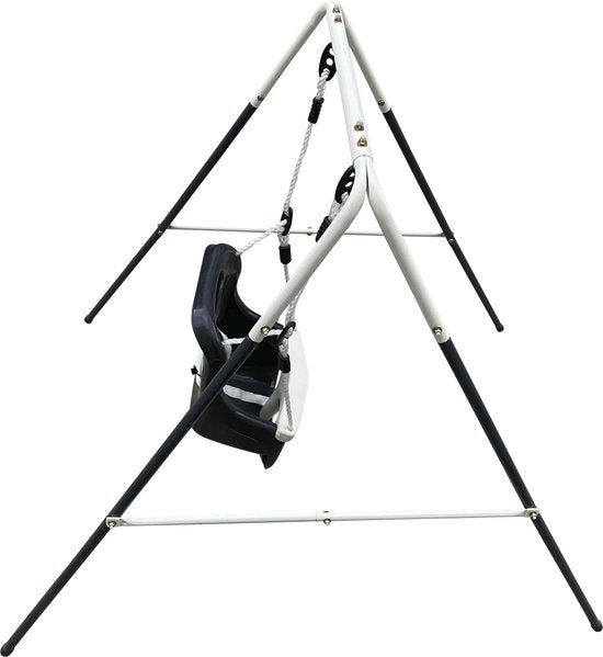 Balançoire pour bébé AXI en métal avec siège, anthracite/crème - Ensemble de balançoire autoportante pour l'intérieur et l'extérieur