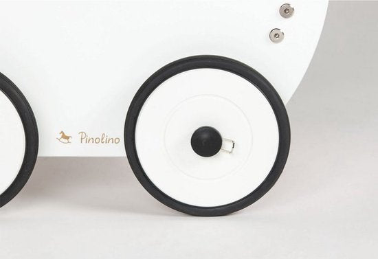 Poussette pour poupées en bois Pinolino « Trixi » - Adorable berceau durable – En hêtre massif avec couette « Cœurs » - blanc