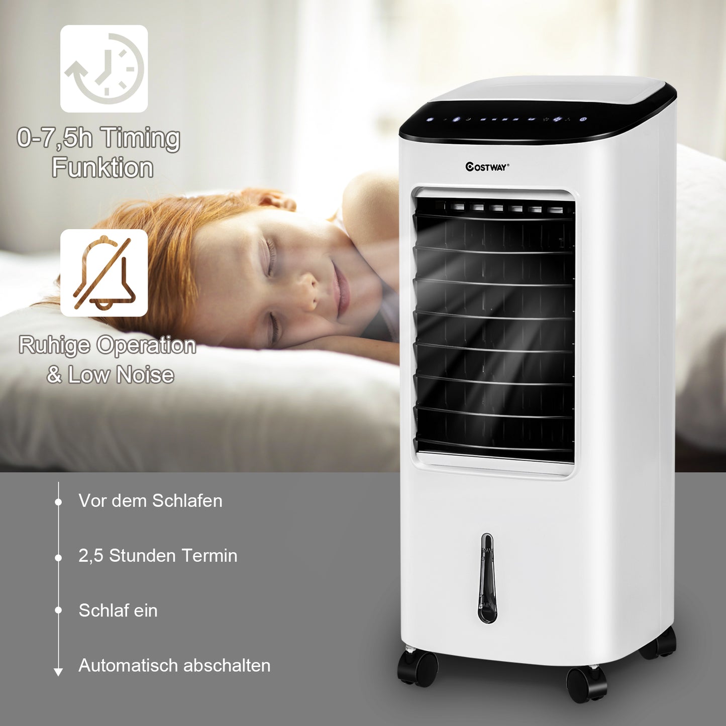 Coast Air Cooler - Humidificateur - 4-en-1 - Avec éléments de refroidissement et télécommande - 65W - Blanc