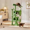 Arbre à chat Yaheetech avec 3 plateformes et 2 grottes - Vert - 49 x 49 x 139 cm