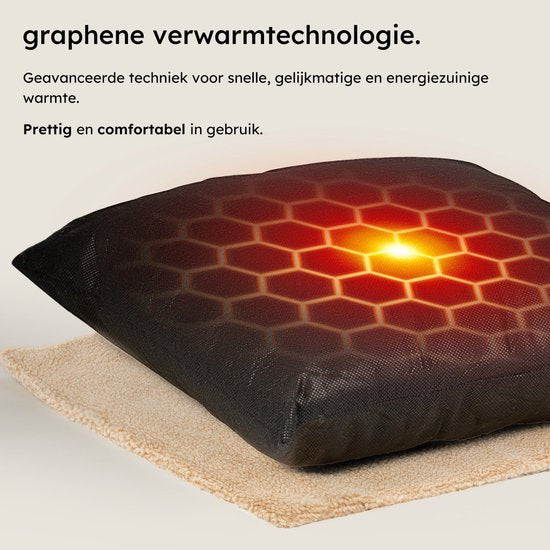 Coussin chauffant - 3 niveaux de chaleur - Coussin chauffant rechargeable - 10k mAh - Sans fil - Coussin chauffant - 40x40 cm - Teddy Beige - Saaf Comfort