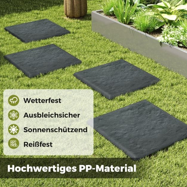 Coast Stepping Stones Grey - Lot de 8 dalles de jardin avec 32 piquets de sol - 39.5 x 39.5 cm