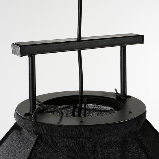 Mica Decorations Lampe pendante Pego - H73 x Ø54 cm - Lin - Noir