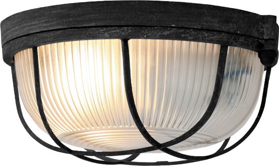 Plafonnier Lisanne 1342ZW | Métal noir et abat-jour en verre | Ø 17 cm, hauteur 8 cm | Mexlite | Design tendance pour l'intérieur