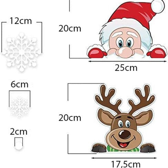 Giftmas - Décorations de fenêtre de Noël - Stickers de Noël - Stickers de fenêtre pour enfants - Décorations de Noël pour l'intérieur - Décorations de Noël - Père Noël - Renne - 50 pièces