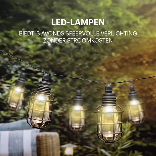 Guirlande lumineuse de jardin - 3,8 m - Solaire - LED blanc chaud