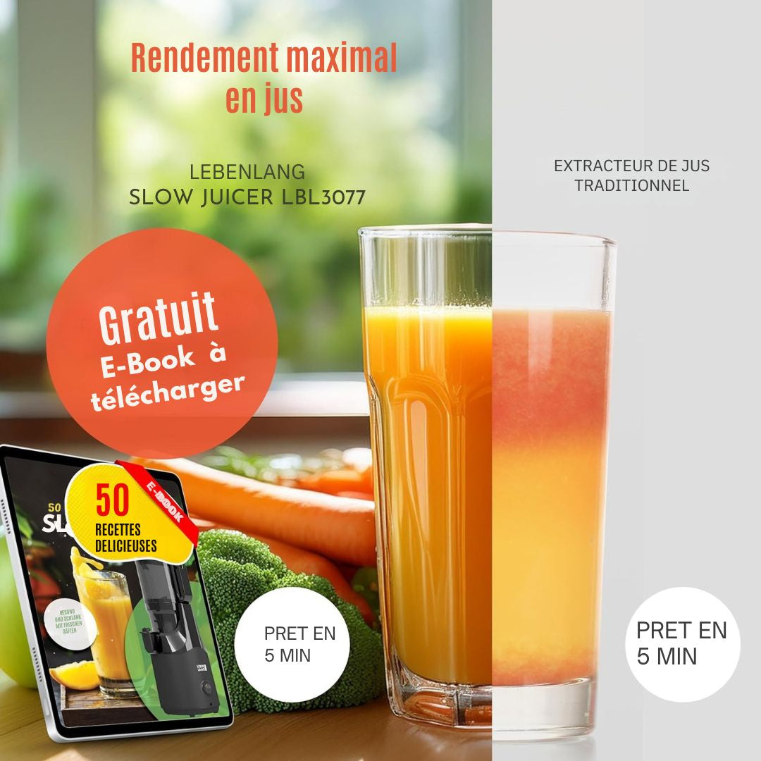 Extracteur de jus Lebenlang - 2 gobelets inclus - 250 W - sans BPA - 20 x 44 cm - noir mat