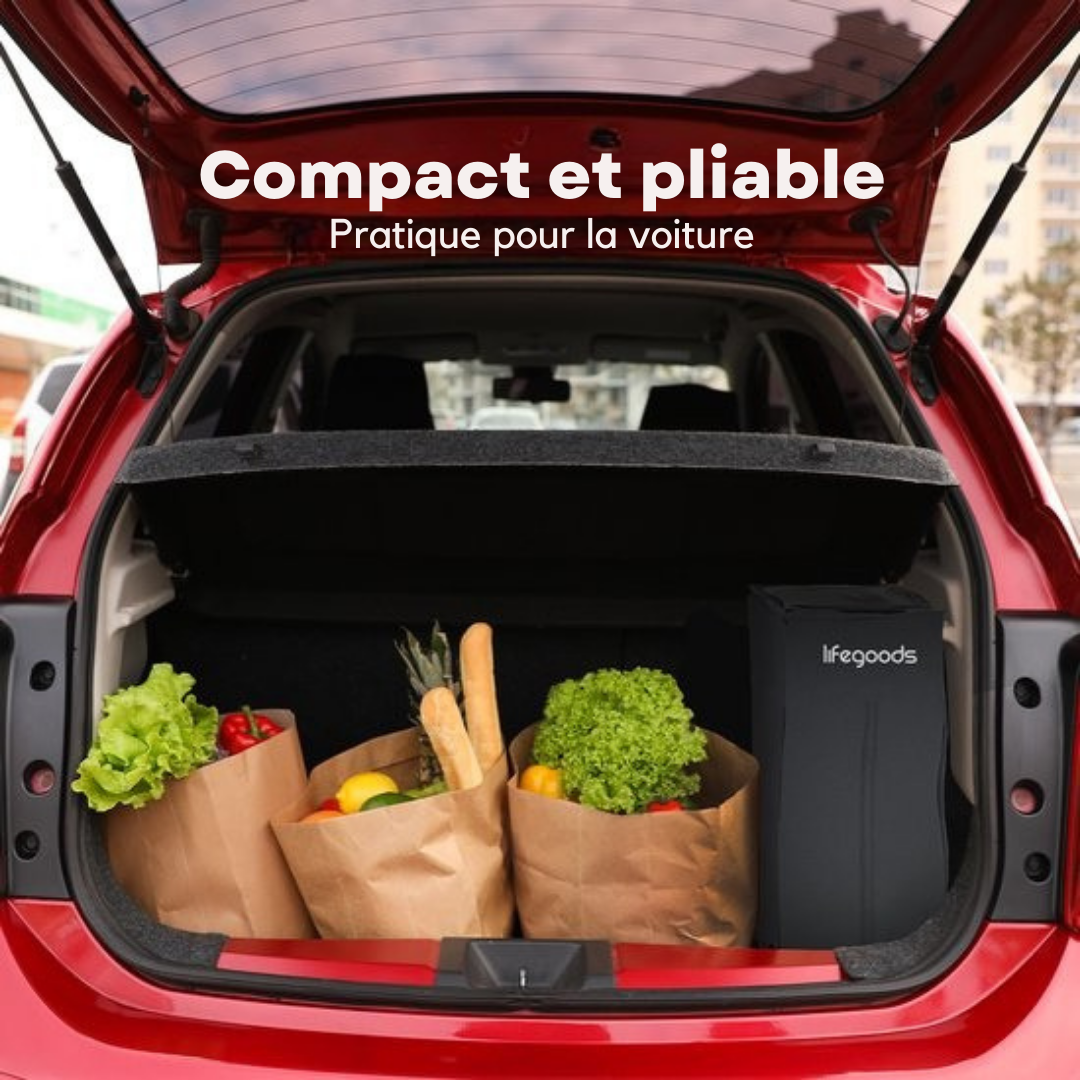 LifeGoods Wagon - Pliable - 100KG - 135L - Wagon pliable avec roues amovibles - Housse de protection - Noir