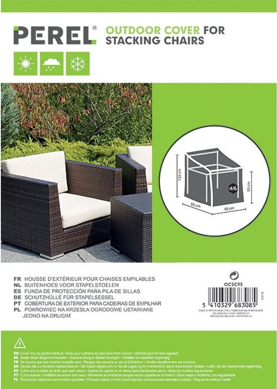 Perel Housse extérieure pour chaises empilables, pour 4-6 chaises empilées, gris, 66 cm x 95 cm x 133 cm