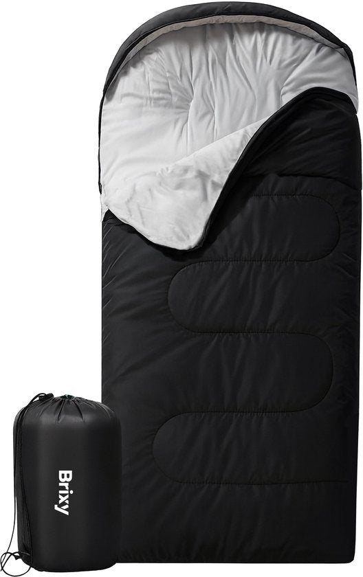 Sac de couchage momie Brixy - 4 saisons - Sacs de couchage adultes et enfants - 210 x 75 CM - Camping - Noir