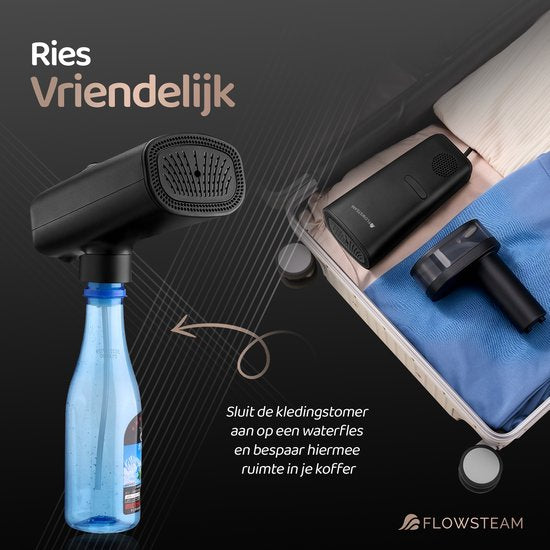 FLOWSTEAM® Vacuum Edition : défroisseur à vapeur - Défroisseur à main avec fonction d'aspiration - Défroisseur de voyage - 2100 W - Noir mat
