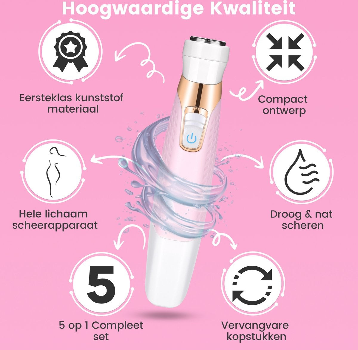 MoreWomen® 5-in-1 - Ladyshave - rasoirs pour femmes - tondeuse à sourcils - rasoir femme