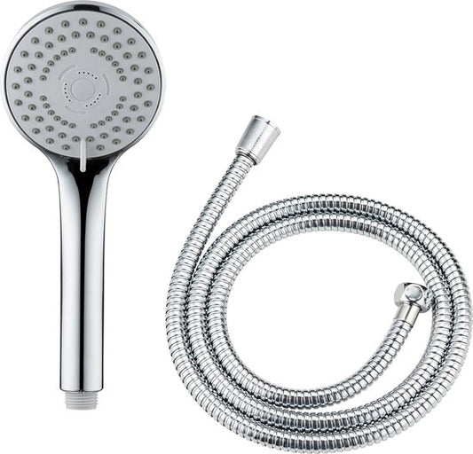 Ensemble de douche à main WENKO Basic 9,5 cm - 5 types de jets - Chromé - Pomme de douche avec flexible