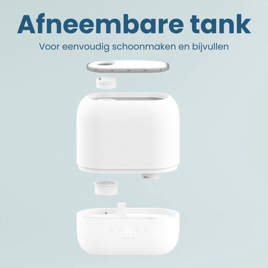 Humidificateur Auronic - 5 L - Convient pour la chambre à coucher, la chambre de bébé, le bureau, le salon et bien plus encore - Humidificateur - Sans BPA - Blanc