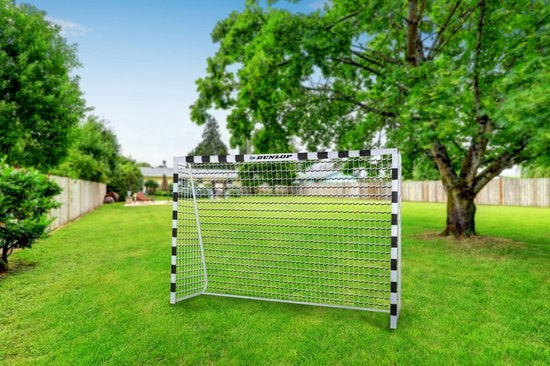 Dunlop Voetbaldoel - Voetbal Goal 300 x 90 x 200 cm - Voetbalgoal Groot - Buitenspeelgoed voor Kinderen en Volwassenen - Snelle Montage - Voetbal Training Doel - Metaal - Zwart/ Wit