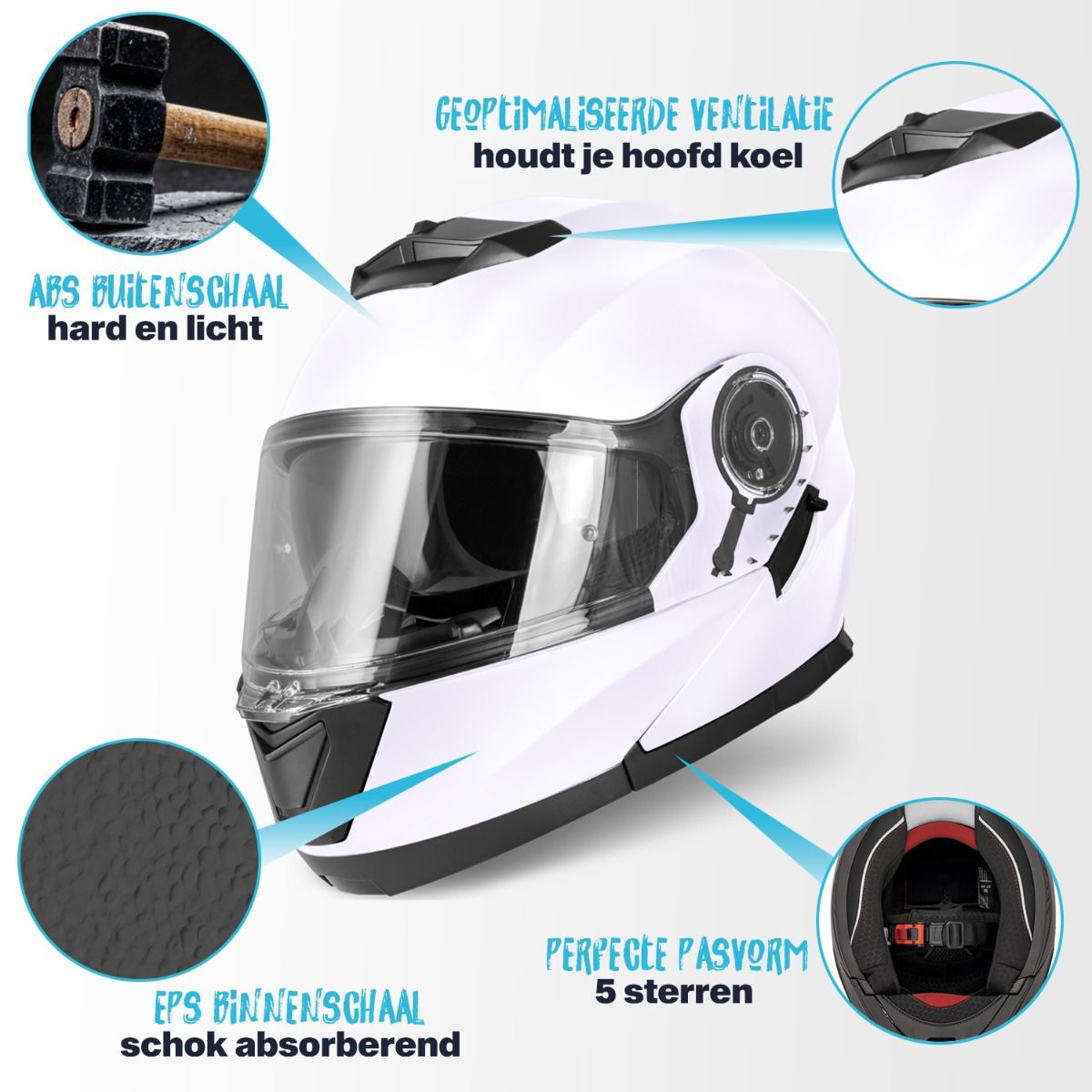 Casque de moto modulable Apex MI200 - Pinlock inclus - taille XL - Blanc perle