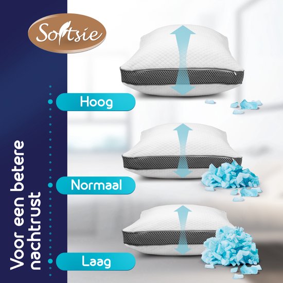 Softsie Oreiller en mousse à mémoire de forme 70x50 - Oreiller ergonomique - Oreiller de sommeil réglable - Oreiller - Oreillers Douleurs de cou