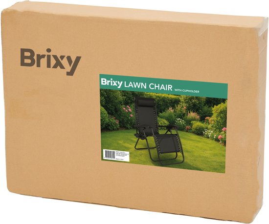 Lot de 2 chaises de jardin pliantes Brixy - Chaises longues - Pliantes - Réglables - Oreiller ergonomique - Métal - Textiline - Noir